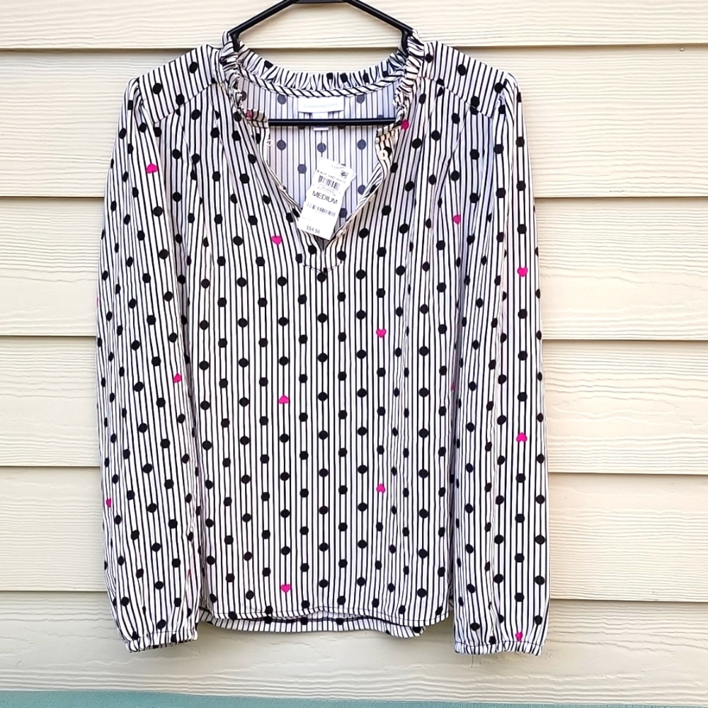 Charter Club Black And White Medium size Blouse